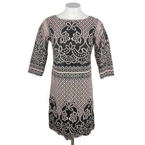 ELIZA J Lace Overlay Cocktail Sheath Dress Sz 4 Nude Pink Black